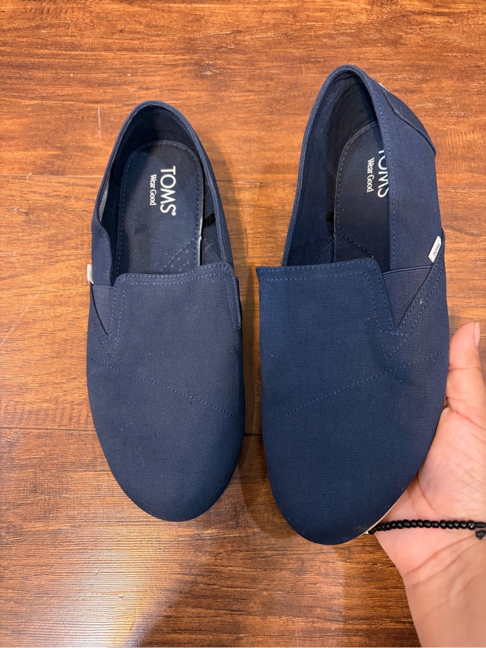 TOMS Classic Canvas Slip-On Shoes in Navy wide width